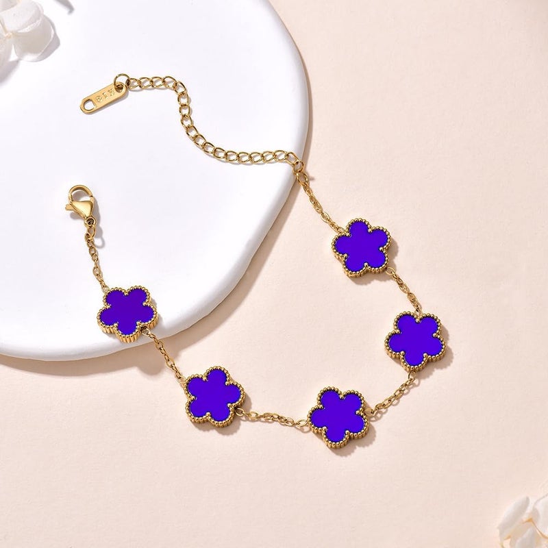 FLY FEI 18K Gold-Plated Four Leaf Clover Bracelet for Women,Adjustable lucky Bracelet Set Jewelry Gift-Hypoallergenic Charm for Birthdays, Wellness & Daily Wear - Image 3